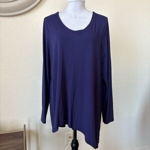 EILEEN FISHER Tunic Stretch Rayon Long Sleeve Asymmetric Purple USA. XL